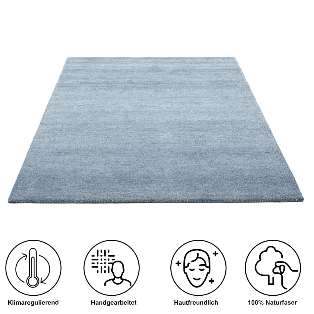 THEKO Gabbeh Uni Wollteppich | Blau
