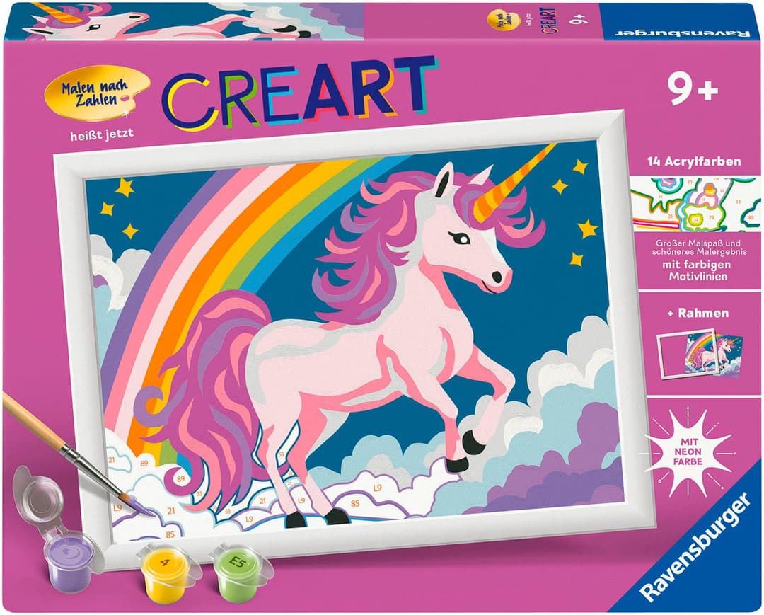 Ravensburger Malen nach Zahlen CreArt, Pinkes Einhorn | Mehrfarbig