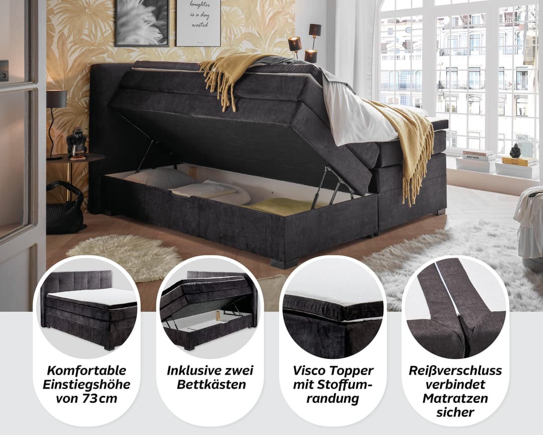 ED EXCITING DESIGN Boxspringbett Fanes | Braun
