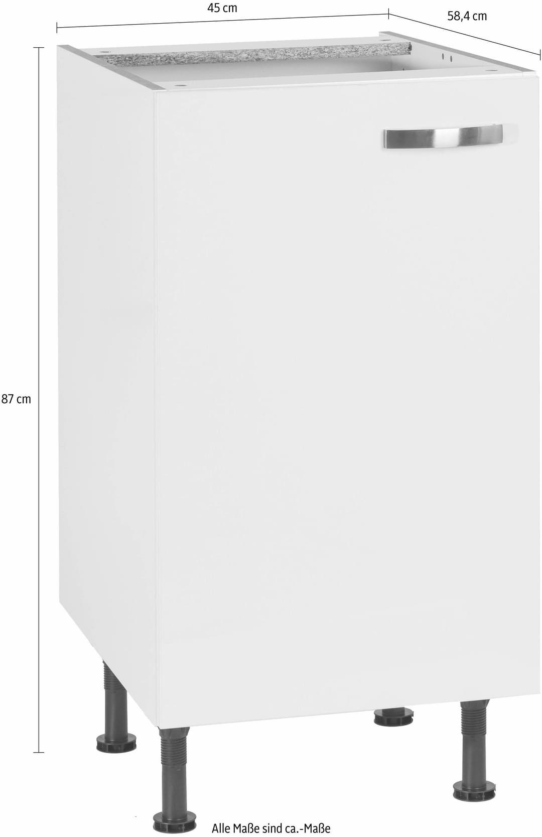 KOCHSTATION Unterschrank KS-Cara Breite 45 cm | Weiß