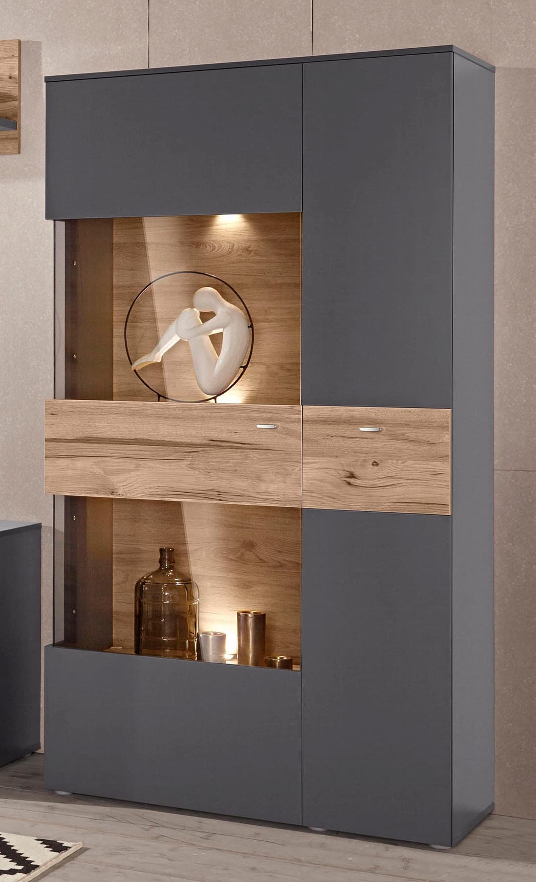 FORTE Vitrine Como Highboard | Braun