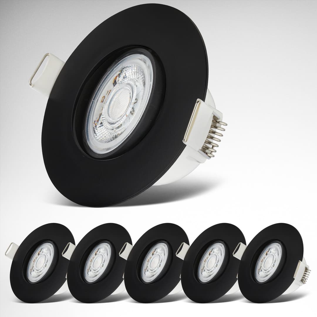 B.K.Licht LED Einbauleuchte 6er Set | Schwarz
