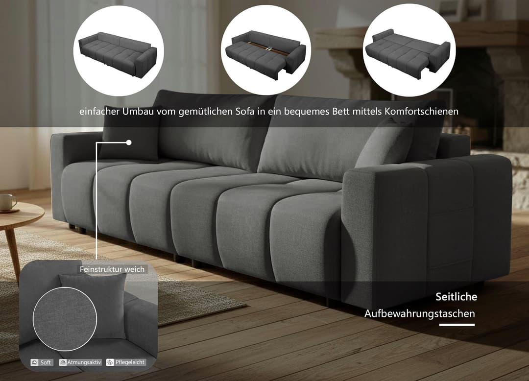 OTTO home Schlafsofa YLVAA | Grau