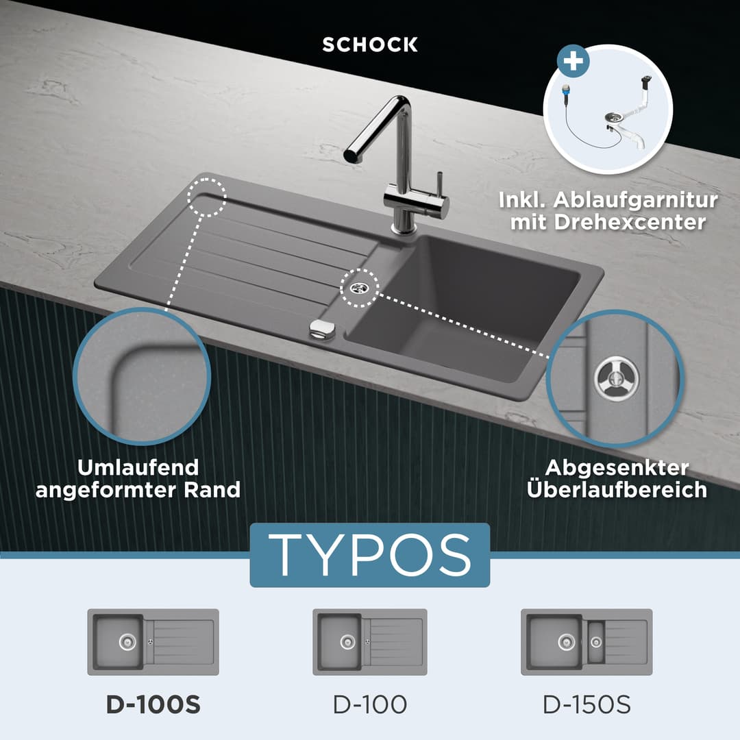 Schock Granitspüle Typos D-100 S | Grau