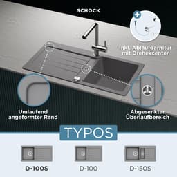 Schock Granitspüle Typos D-100 S | Grau