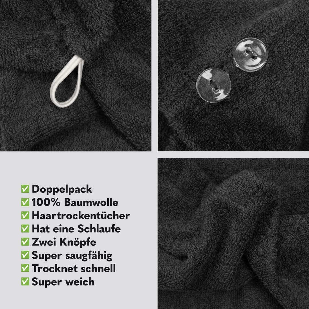 HAMMETEX Turban-Handtuch | Schwarz