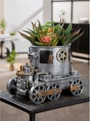 GILDE Übertopf Lokomotive Steampunk Engine planter | Silber 2