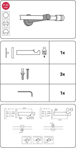 GARDINIA Träger Wandträger offen für Gardinenstangen, (1-St), Serie
