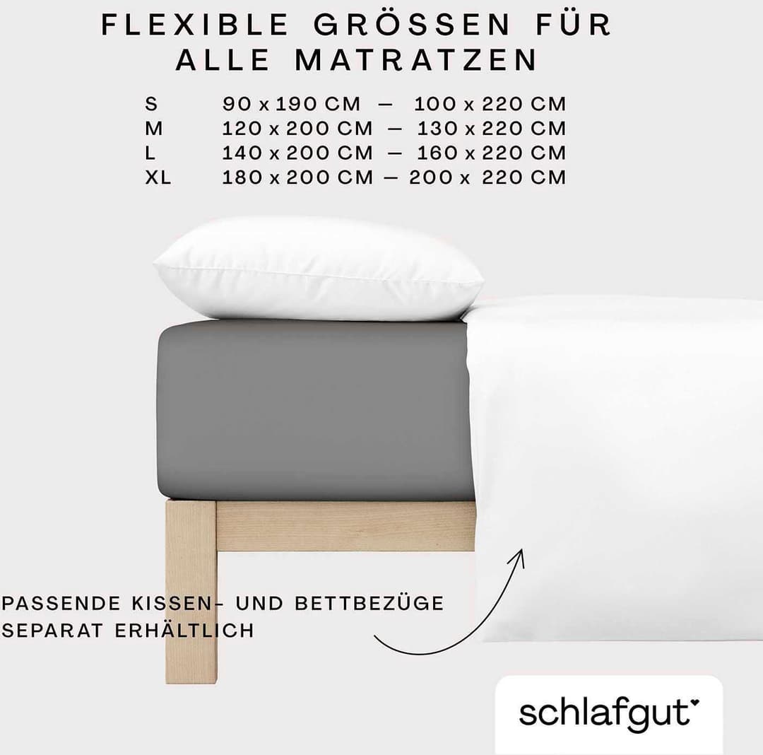 Schlafgut Spannbettlaken PREMIUM Mako-Zwirn-Jersey | Grau