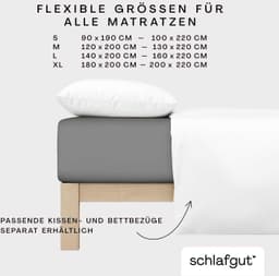 Schlafgut Spannbettlaken PREMIUM Mako-Zwirn-Jersey | Grau