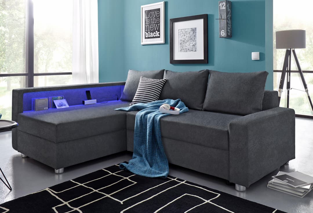 COLLECTION AB Ecksofa Relax L-Form | Grau