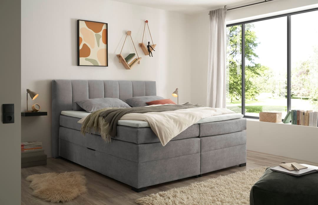 ED EXCITING DESIGN Boxspringbett Pescara | Grau