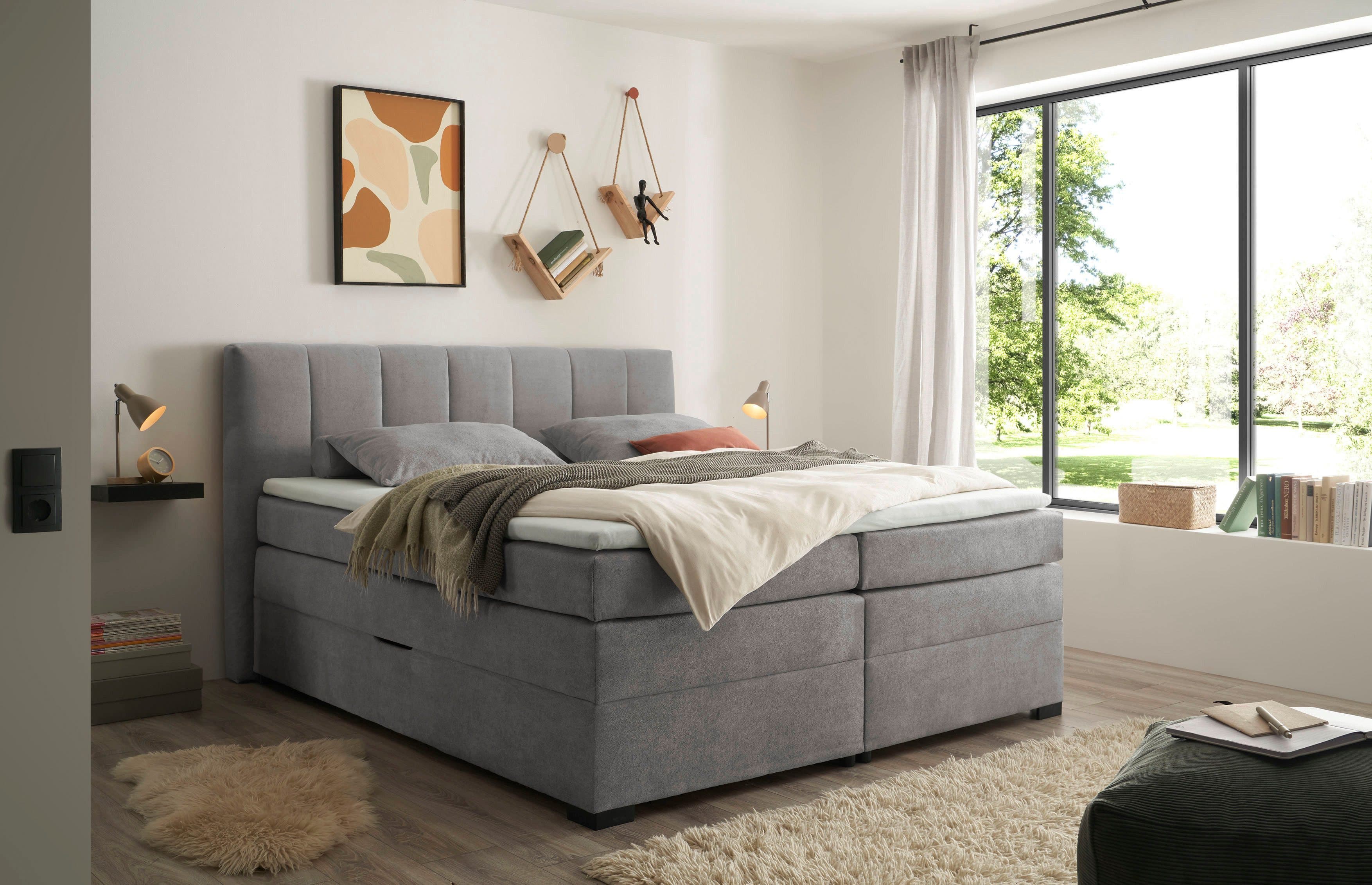 ED EXCITING DESIGN Boxspringbett Pescara | Grau