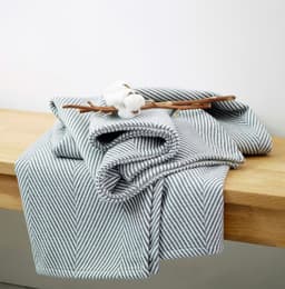 Wohndecke Bio Flanell Fischgrät | Grau