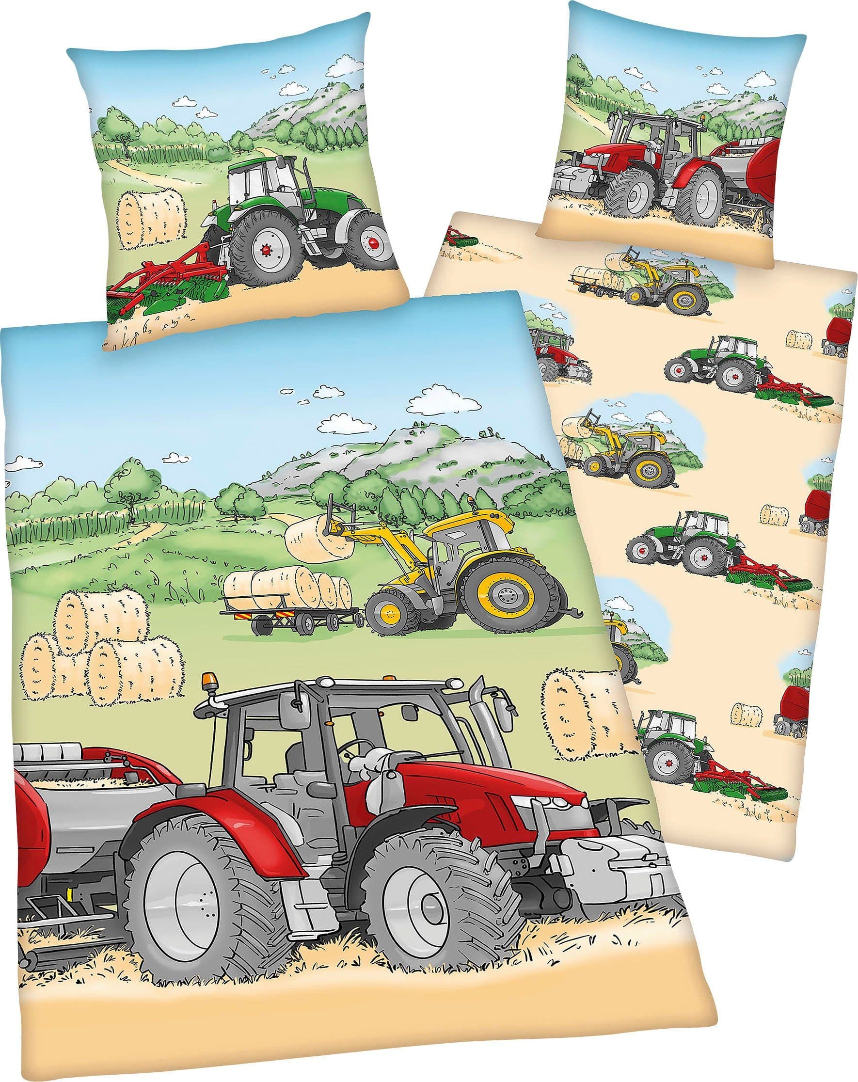 Herding Young Collection Kinderbettwäsche Traktor | Mehrfarbig