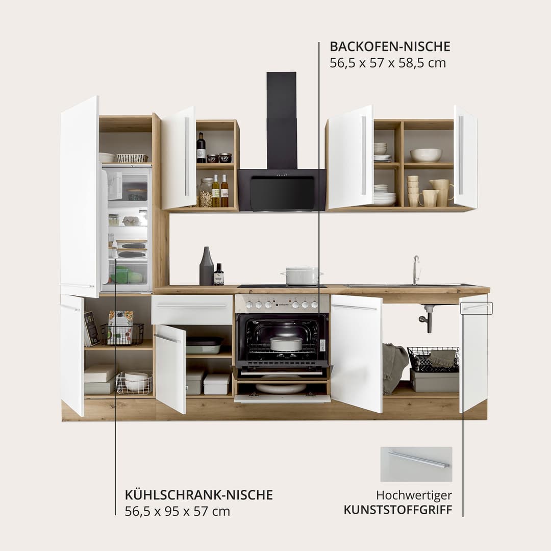 KOCHSTATION Küchenzeile KS-Florida | Weiß