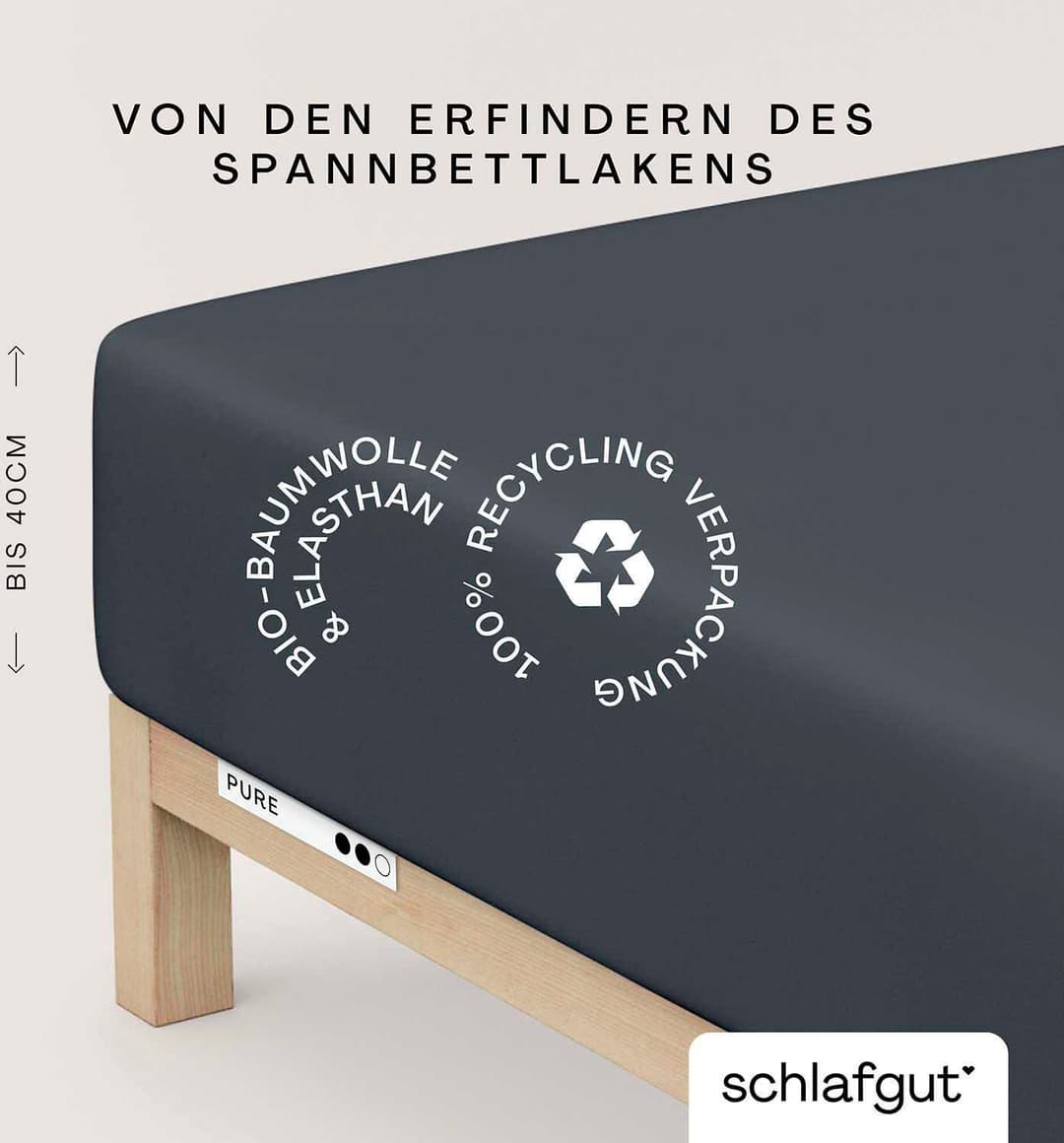 Schlafgut Spannbettlaken PURE BOXSPRING | Grau
