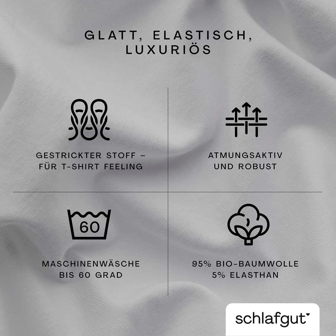 Schlafgut Spannbettlaken PREMIUM Mako-Zwirn-Jersey | Grau