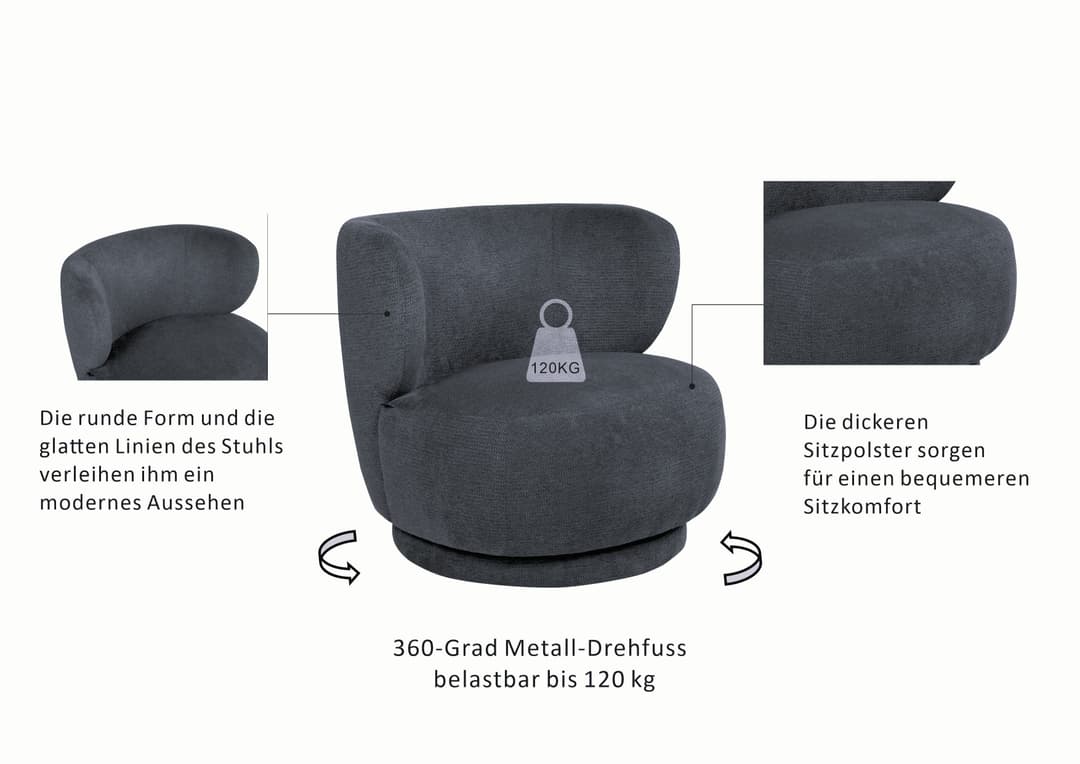 OTTO home Drehsessel ANNELIN | Grau
