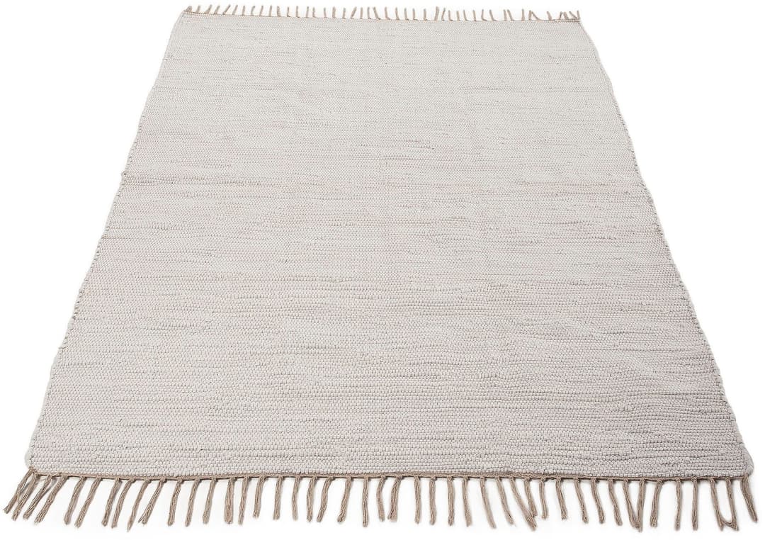 carpetfine Teppich Kelim Chindi uni | Weiß