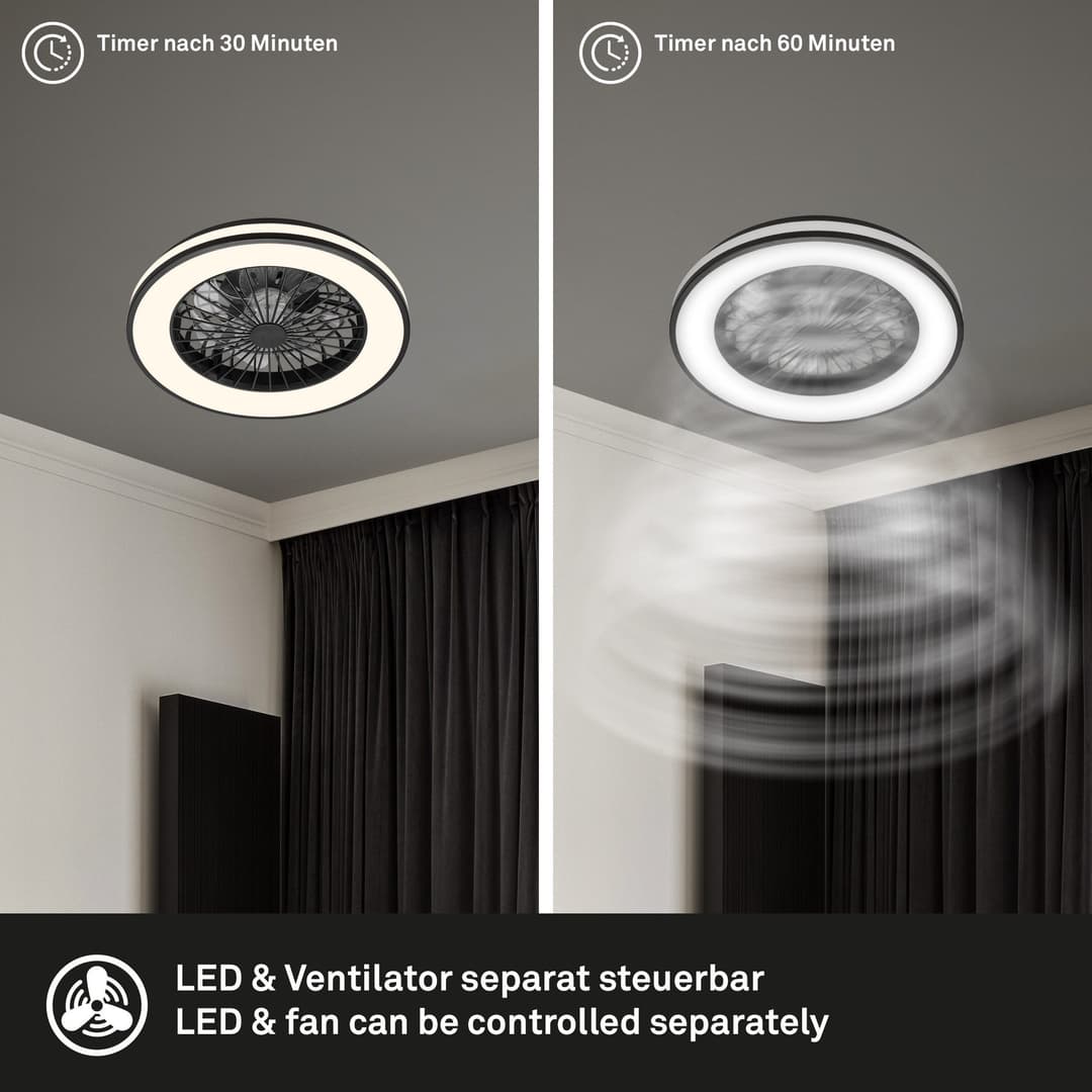 OTTO home Vivienna Deckenleuchte mit Ventilator | Schwarz