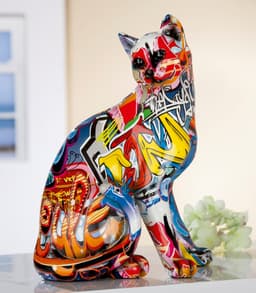 GILDE Dekofigur Pop Art Katze | Mehrfarbig