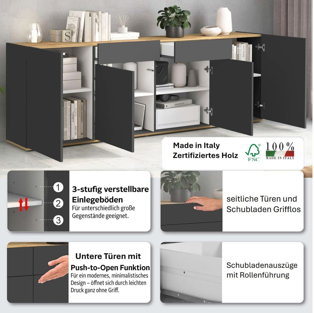 OTTO home Sideboard GARDA | Grau