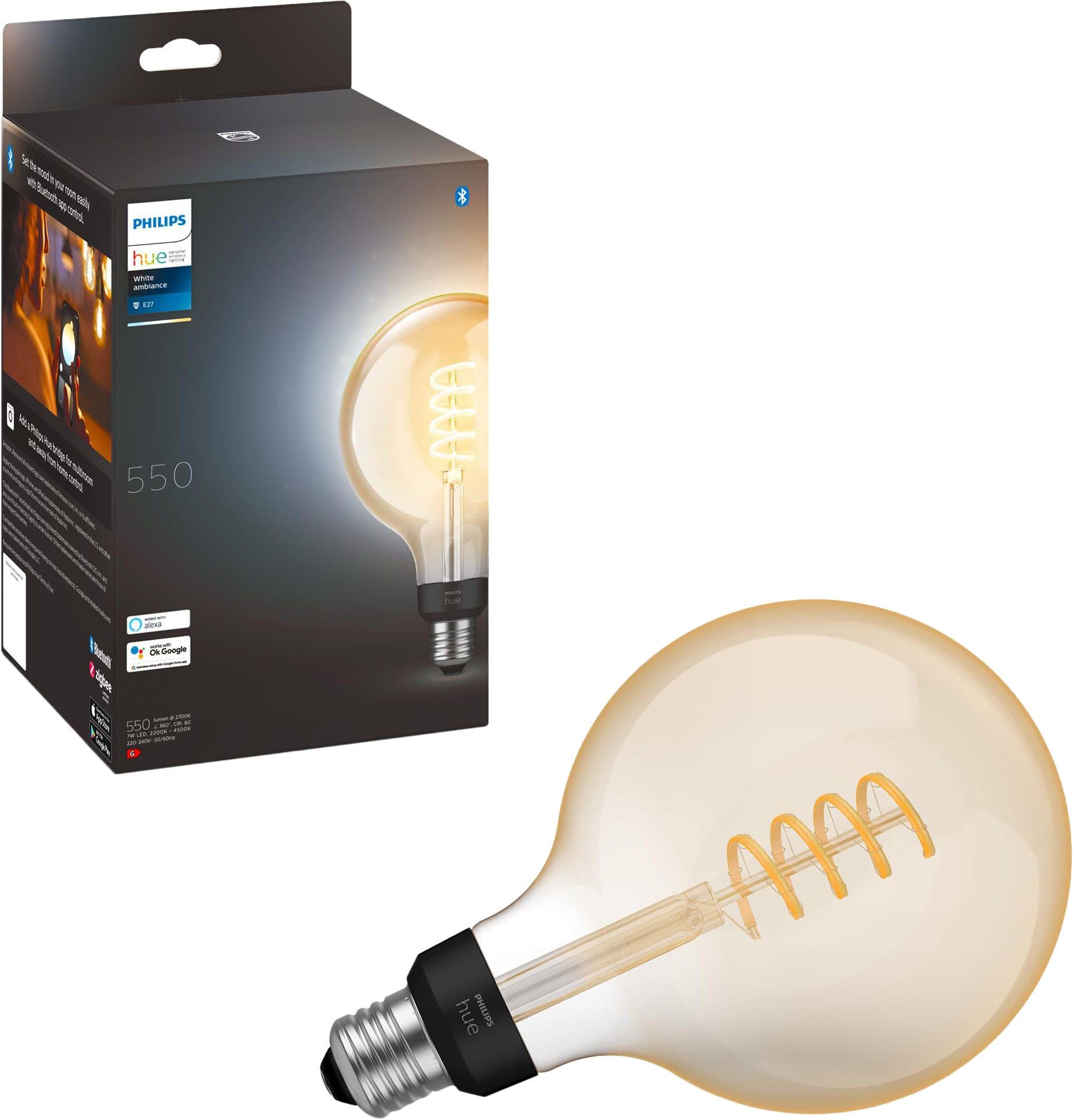 Philips Hue LED-Filament White Ambiance Giant Globe G125 | Weiß