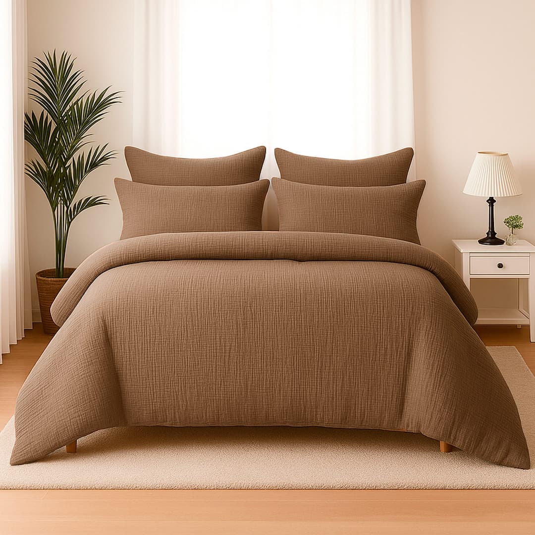 Wolkenfeld Premium Musselin Bettwäsche | Braun