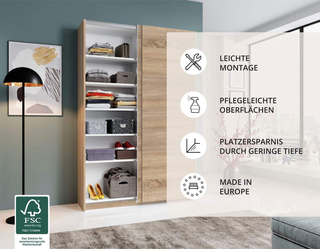 Schlafkontor Schwebetürenschrank Heimo | Holztöne