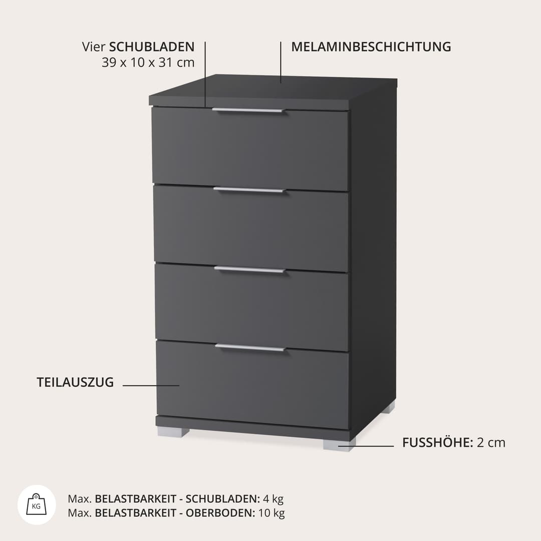 Schlafkontor Nachtkommode Smilla | Grau