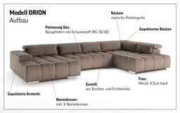 COTTA Wohnlandschaft Orion U-Form | Grau