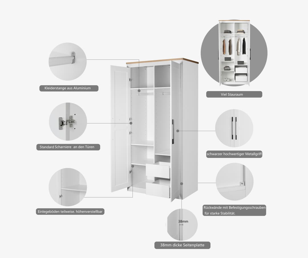 OTTO home Kleiderschrank Büsum | Weiß