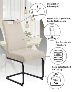 HELIA KERTIN Freischwinger Stuhl (4er Set) | Beige