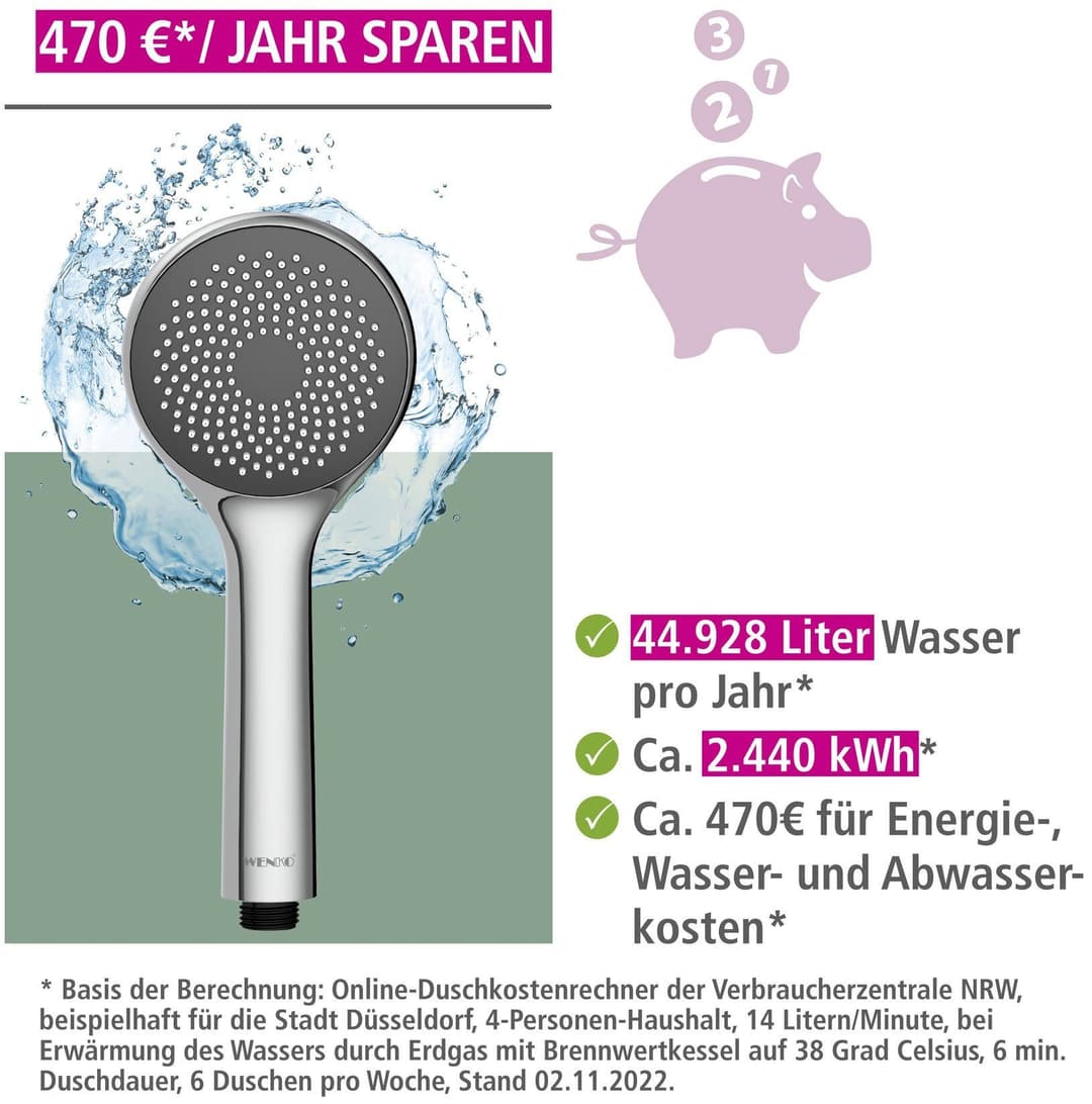 WENKO Handbrause Watersaving System | Silber