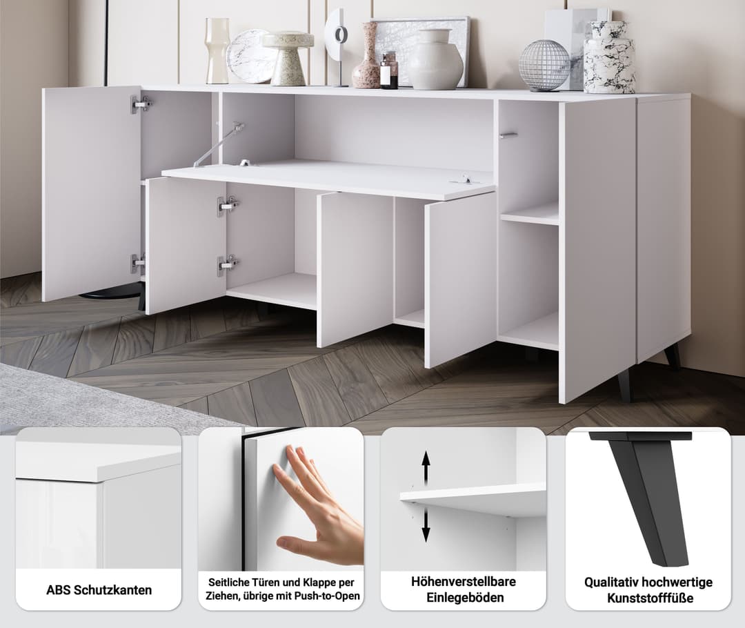 Home affaire Sideboard PHUKET II | Weiß