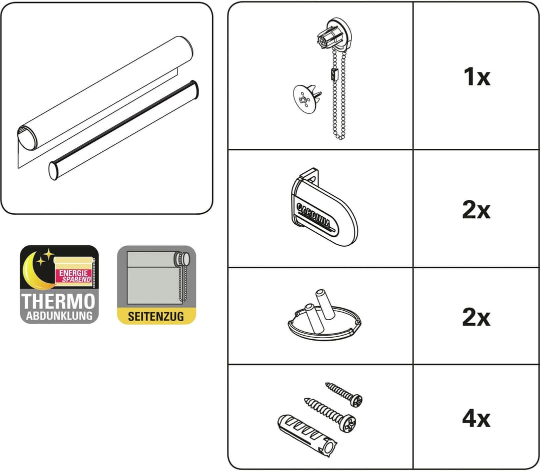Seitenzugrollo Uni-Rollo Thermo ENERGIESPAREND | Weiß