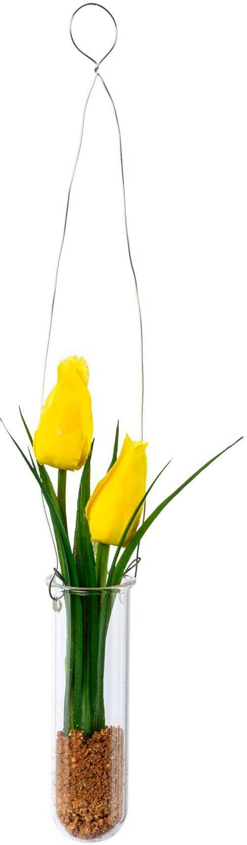 Kunstblume Tulpen in Hängevase Maiglöckchen | Gelb