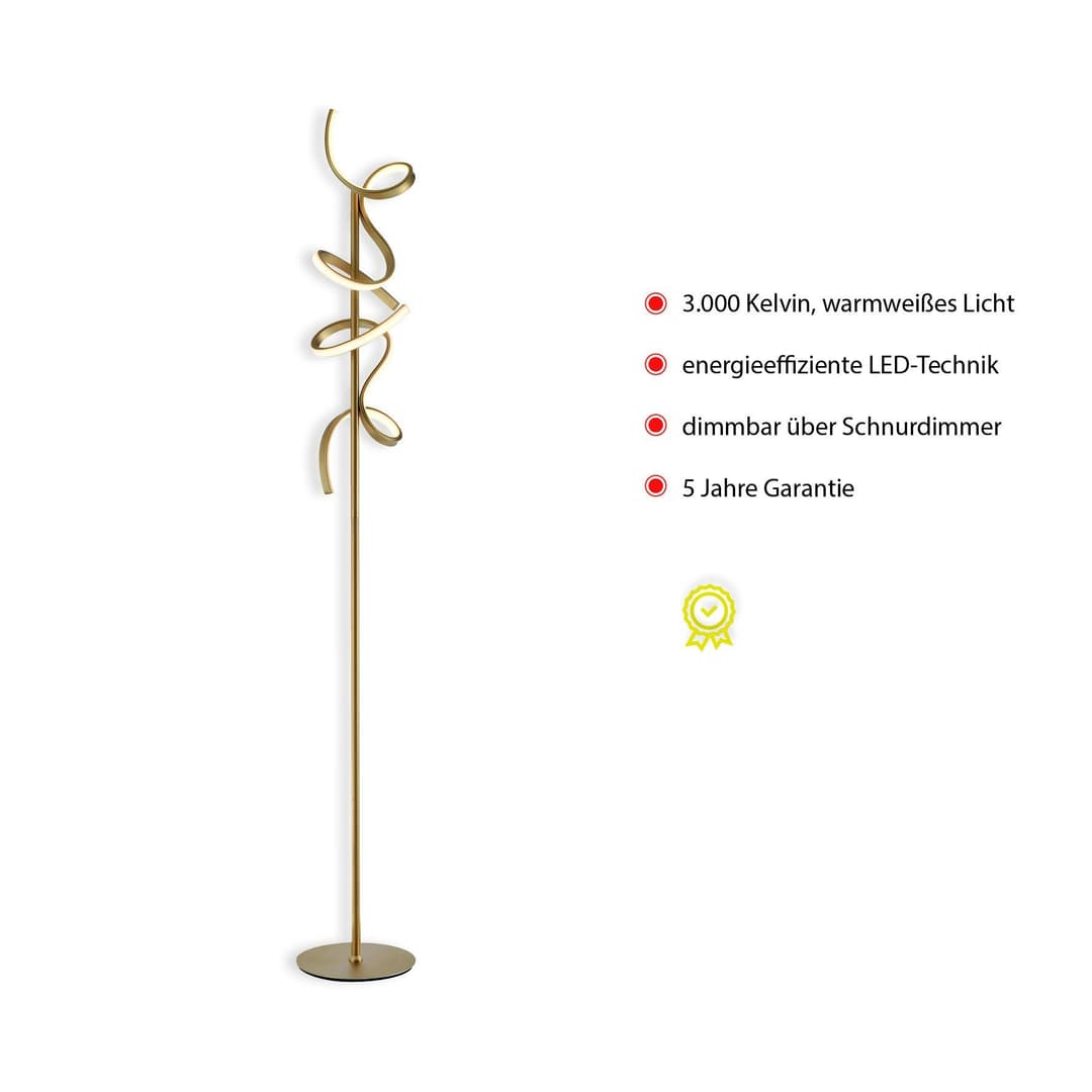 JUST LIGHT Stehlampe CURLS | Gold