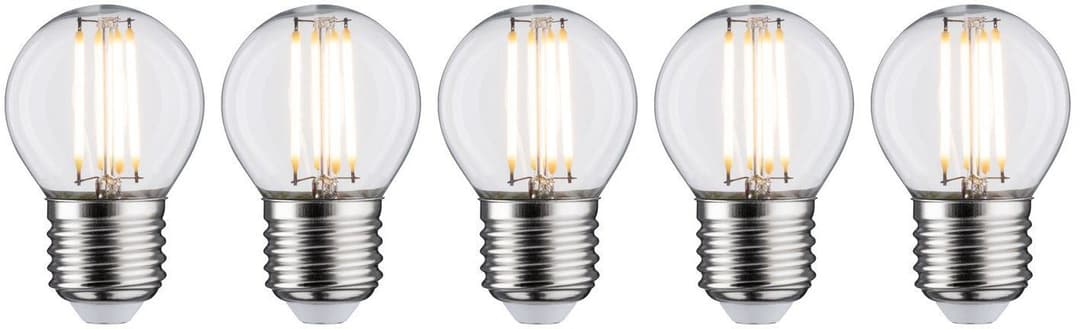 Paulmann LED-Filament 5er Pack 5W Tropfen E27 2700K klar | Transparent