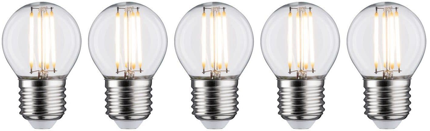 Paulmann LED-Filament 5er Pack 5W Tropfen E27 2700K klar | Transparent