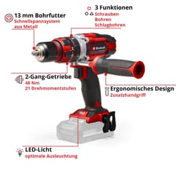 Einhell Akku-Schlagbohrschrauber TE-CD 18/48 Li-i-Solo | Rot