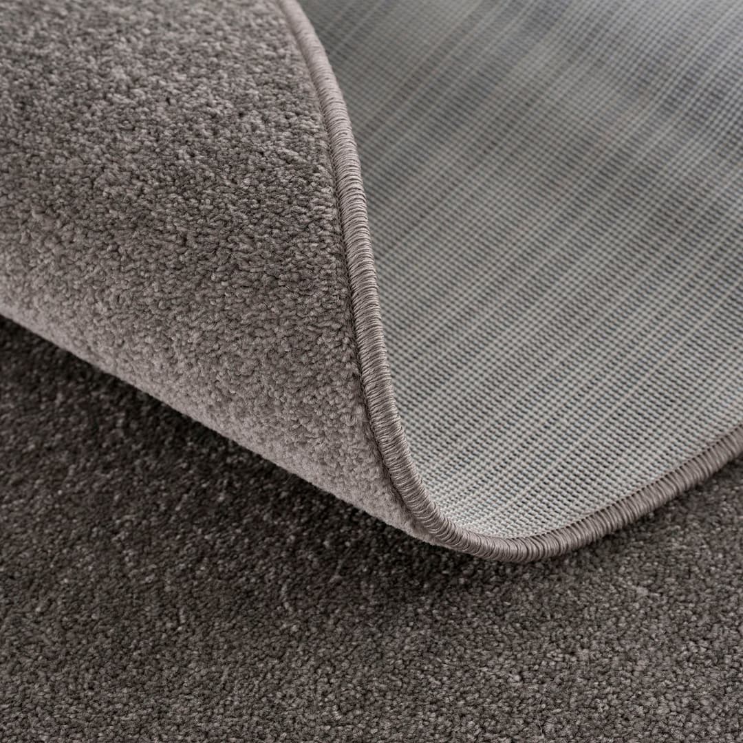 Sanat Teppich Uni, rund | Grau