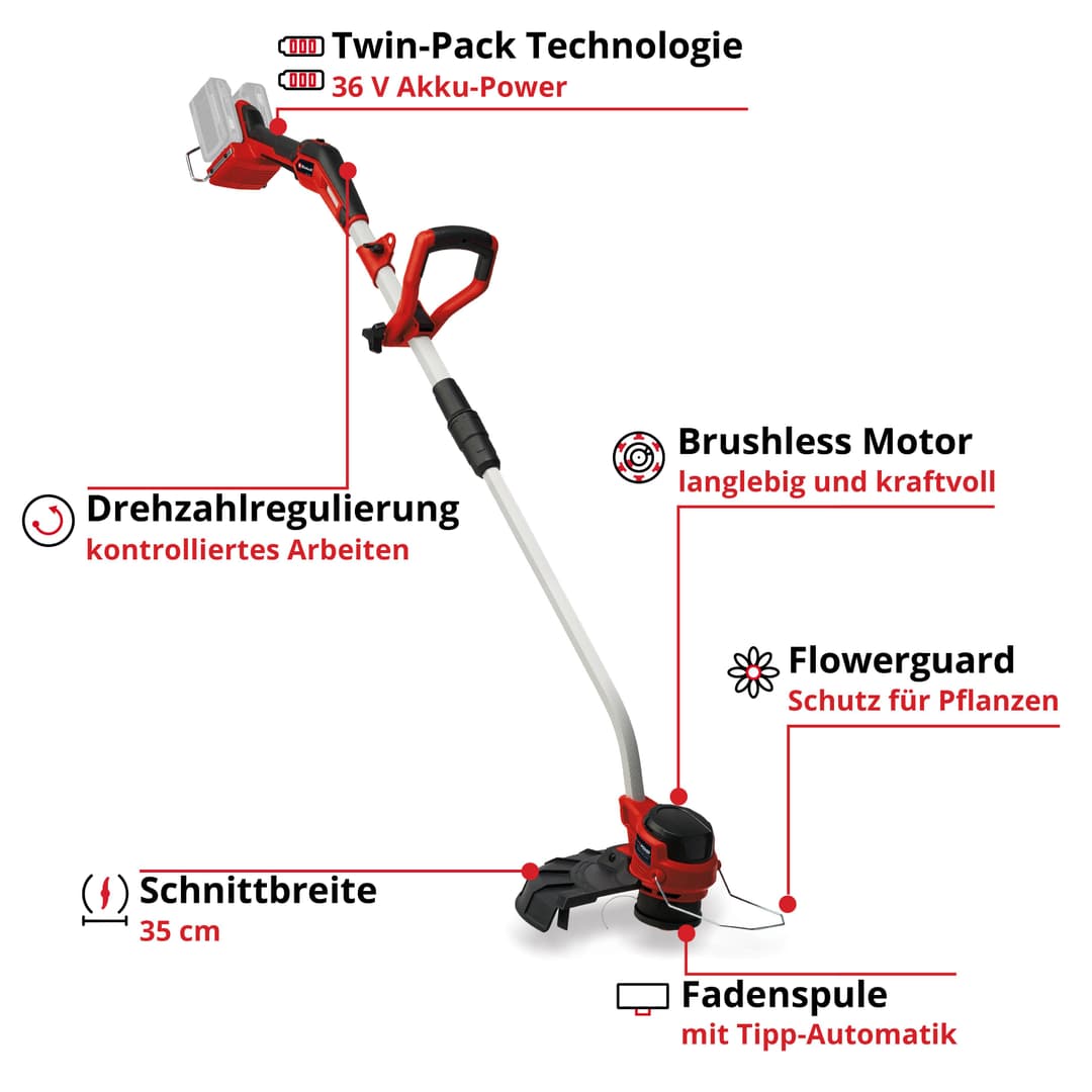 Einhell Akku-Rasentrimmer GP-CT 36/35 Li BL-Solo | Rot