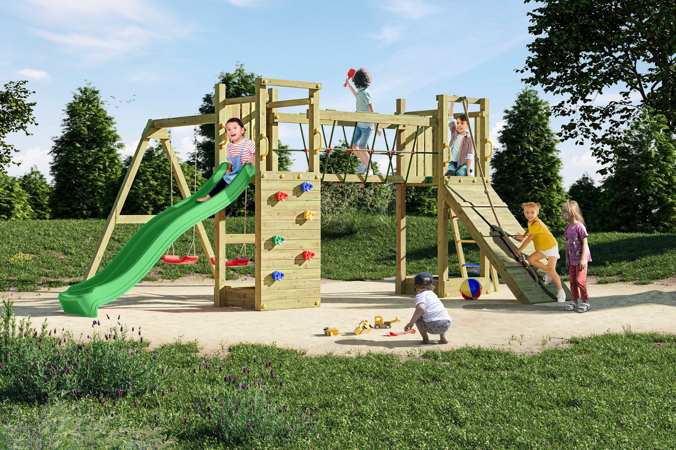 FUNGOO Spielturm Maxi Funny Exposure | Holztöne