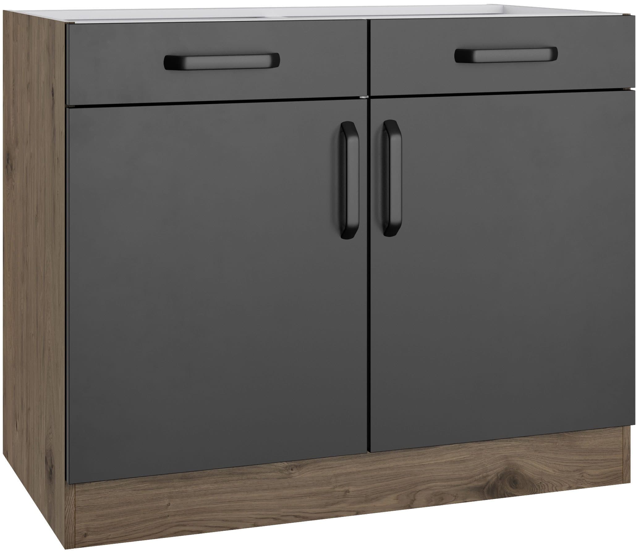 wiho Küchen Unterschrank Elba Breite 100 cm | Braun