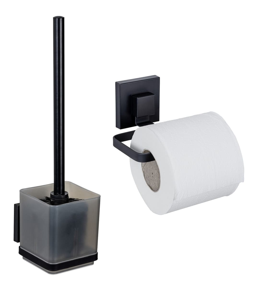 WENKO WC-Garnitur Vacuum-Loc Quadro | Schwarz
