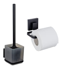 WENKO WC-Garnitur Vacuum-Loc Quadro | Schwarz