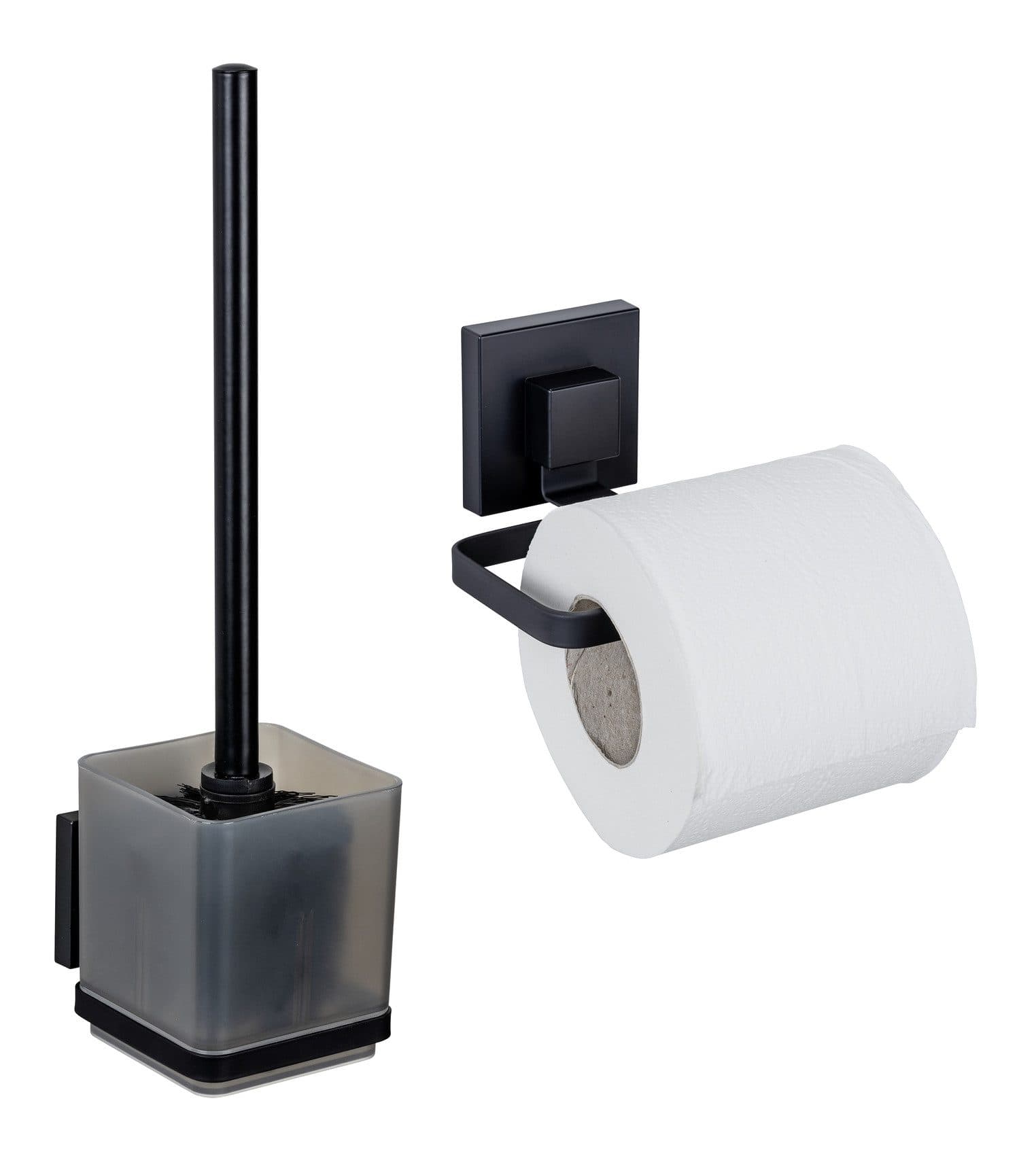 WENKO WC-Garnitur Vacuum-Loc Quadro | Schwarz