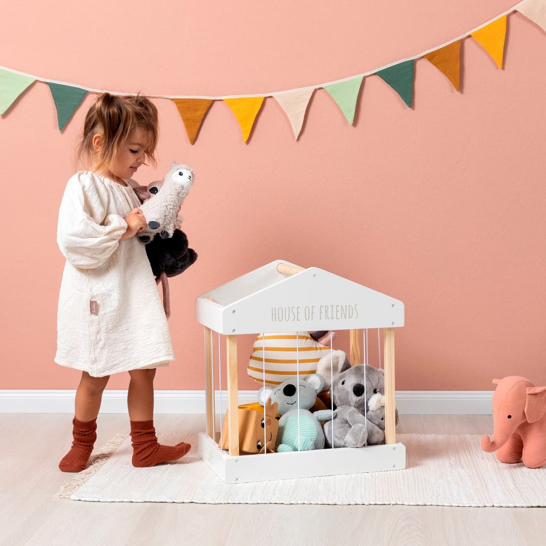 MUSTERKIND® Aufbewahrungsbox Plüschtier-Box House of Friends | Weiß